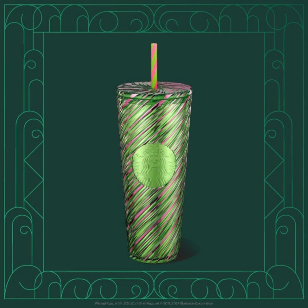 ✨ New Starbucks Wicked Pink & Green Swirl Tumbler (24 oz.) with Straw ✨